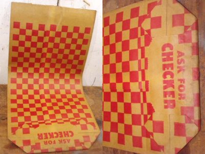 画像1: 1920-30's "CHECKER" Big Paper Bag