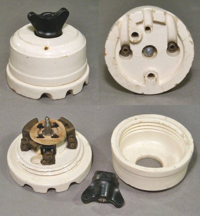 画像1: 1930-40's Porcelain＆Bakelite Turn Switch 