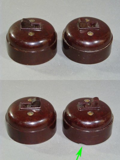 画像1: 2-sets 1940's "Marble Bakelite＆Porcelain" Switches