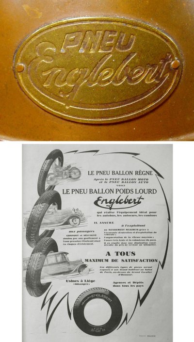 画像1: 1930's "PNEU ENGLEBERT" Advertising Brass Ashtray