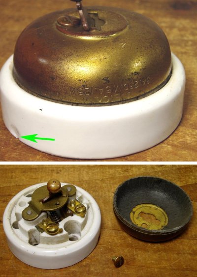 画像2: 1910-20's "Brass＆Porcelain" Toggle Switch