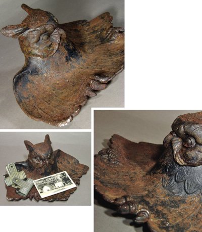 画像3: Early-1900's Cast Iron "OWL" Inkwell ＆ Tray