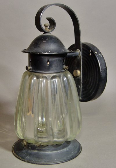 画像1: 1940-50's "VERY!! Thick Glass" Outside Porch Lamp