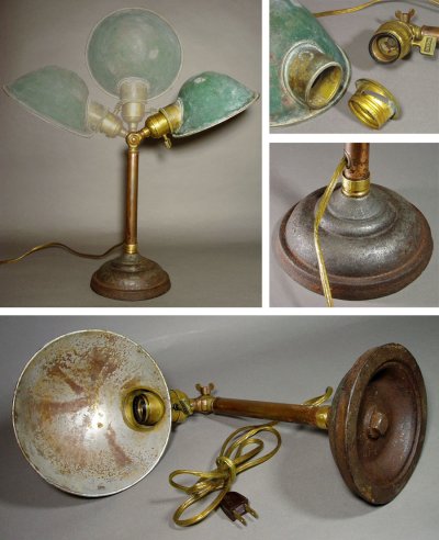 画像3: 1910-20's "Shabby" Adjustable Brass Desk Lamp