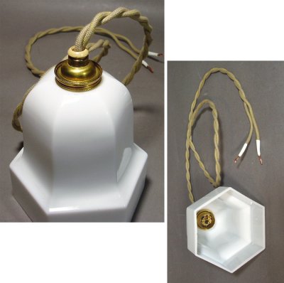 画像2: 1930-40's Art Deco "Milk Glass Shade" Pendant Lamp