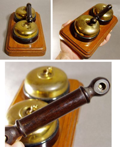 画像1: 1910-30's Brass＆Wood＆Porcelain "DOUBLE" Toggle Switch