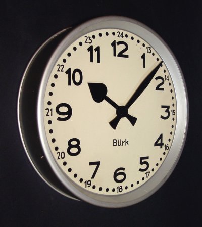 画像1: 1930-40's German Deco " 24 Hour Dial " Large Wall Clock