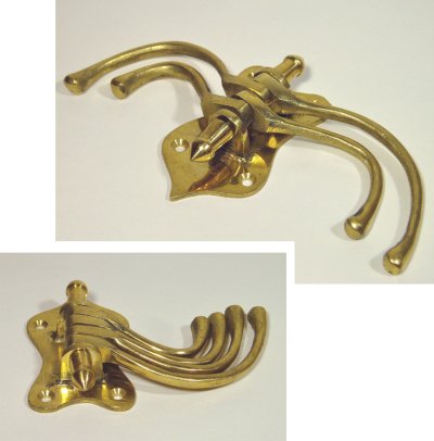 画像1: Repro "Antique Style" Cast Brass 4 Hook