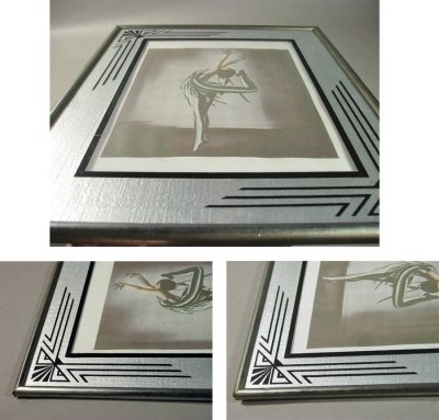 画像2: 1930's Art Deco "Reverse Painted" Glass Photo Frame【大】