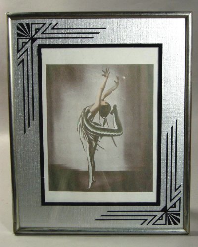 画像1: 1930's Art Deco "Reverse Painted" Glass Photo Frame【大】