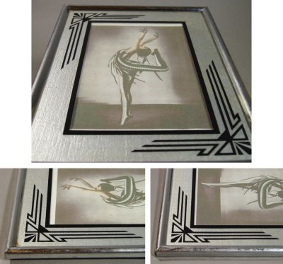 画像2: 1930's Art Deco "Reverse Painted" Glass Photo Frame【小】