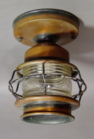 画像1: 1930-40's "Caged" Brass Porch Lamp 