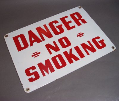 画像1: 1940's "Danger No Smoking" Gas Station Enameled Sign