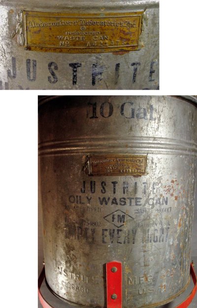 画像1: 1940's "JUSTRITE" Oily Waste Can 【10Gal.（37.85L）】