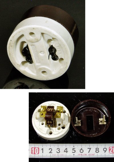 画像2: 1940's "Porcelain Base"  Bakelite-cover Switch【Dead-Stock】ちょいヒビ有り