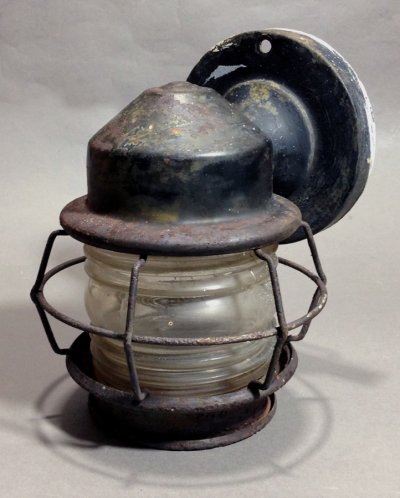 画像1: 1930-40's "Shabby" Caged Porch Lamp