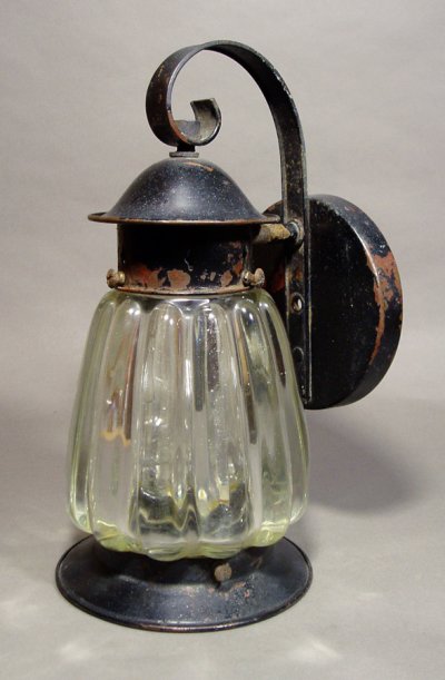 画像1: 1940-50's "VERY!! Thick Glass" Outside Porch Lamp