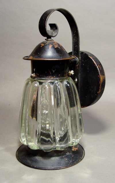 画像1: 1940-50's "VERY!! Thick Glass" Outside Porch Lamp