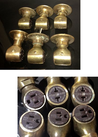 画像1: 1930-40's Surface Mount "Solid Brass" Outlets 【6-sets】