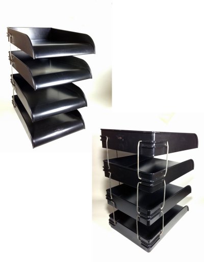 画像2: 1950's "BLACK × SILVER" 4-tier Metal Paper Tray