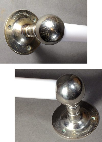 画像1: 1930-40's "Nickel & White Glass" Long Towel Bar