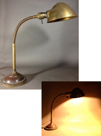 画像1: 1930's "Flexible" Brass Desk Lamp