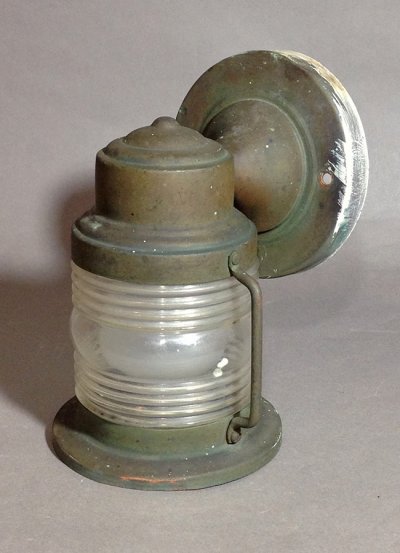 画像1: 1940-50's "Ribbed Glass" Brass Porch Lamp 