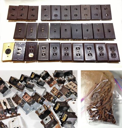 画像1: 1930-40's "Art Deco" Bakelite Switch＆Outlet 【29-sets】