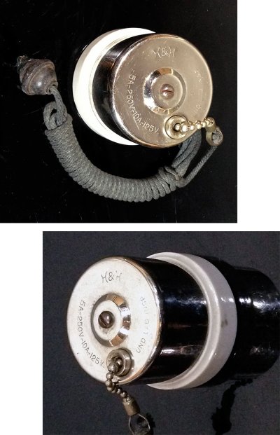 画像1: 1920-30's "H＆H” Porcelain Pull Chain Switch