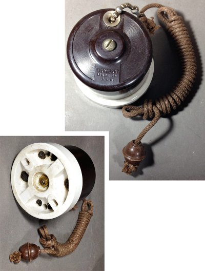 画像1: 1920-30's "BRYANT” Porcelain Pull Chain Switch