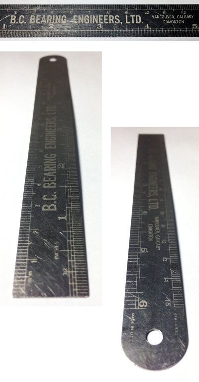 画像2: 1940-50's "B.C. Bearing Engineers Ltd." 15cm-6inch Metal Ruler