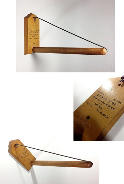 画像1: 1920-40's "HEGY'S DRY CLEANERS" Wooden Clothes Hanger