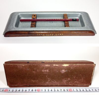 画像3: 1940's "STREAMLINE" Wooden & Metal  Pen Tray