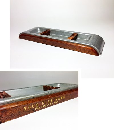 画像1: 1940's "STREAMLINE" Wooden & Metal  Pen Tray