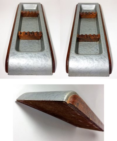 画像2: 1940's "STREAMLINE" Wooden & Metal  Pen Tray