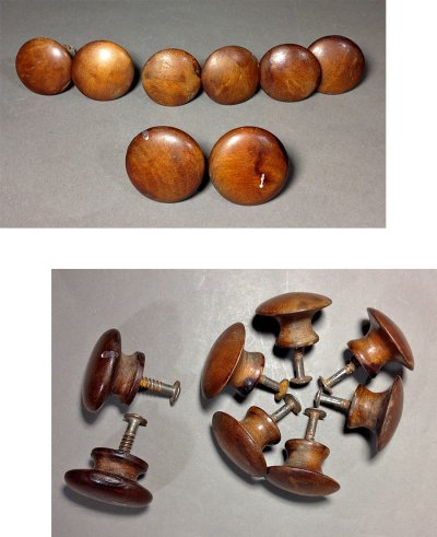 画像1: "Cabinet or Furniture" Wooden knobs w/ screws【8-sets】