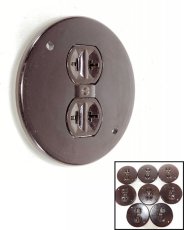 画像1: ☆ Art Deco ☆ 1930's【BRYANT】“ROUND” Bakelite Outlet  【デッドストック - 8個セット】 (1)