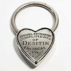 画像2:  1940's  ♡Heart Shaped♡ Advertising Key Ring  (2)