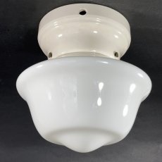 画像5:  1920-30's【Milk Glass＆Prcelain】School House Ceiling Light  (5)