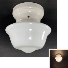 画像1:  1920-30's【Milk Glass＆Prcelain】School House Ceiling Light  (1)