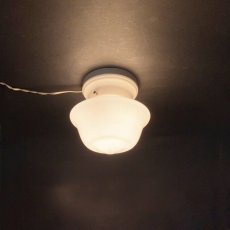 画像2:  1920-30's【Milk Glass＆Prcelain】School House Ceiling Light  (2)