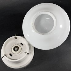 画像10:  1920-30's【Milk Glass＆Prcelain】School House Ceiling Light  (10)