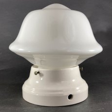 画像6:  1920-30's【Milk Glass＆Prcelain】School House Ceiling Light  (6)