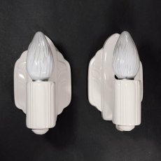 画像3: 1930-40's "PAIR" Art Deco Porcelain Candle Lamp (3)