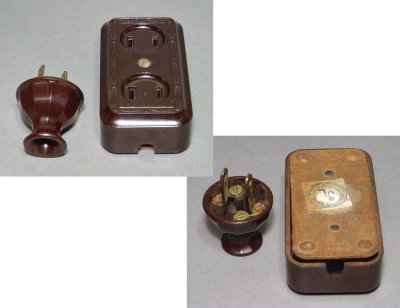 画像2: 1930-40's "Extension Cord" Bakelite Outlet with 3-Plug