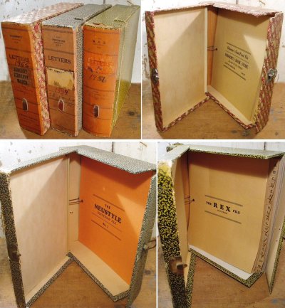 画像1: 3-sets 1920-30's Wood/Cardboard Office File Box