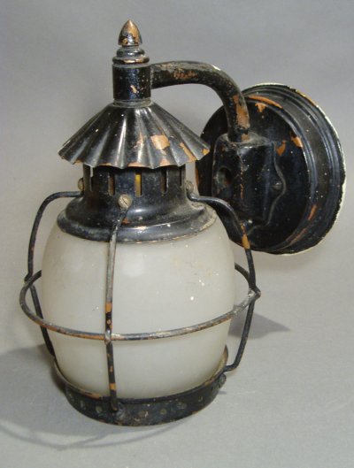 画像1: 1920 - Early1930's "Caged" Copper Porch Lamp 