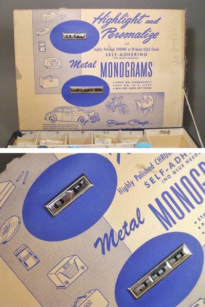 画像1: 1950's "MOTOGRAMS" Metal Monograms w/Display Box