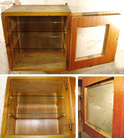 画像1: 1930-40's Barber Shop "STERILIZER" Art Deco Wood Cabinet