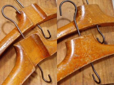 画像1: "French Antique" 1920-30's Solid Wood Hanger 2-set